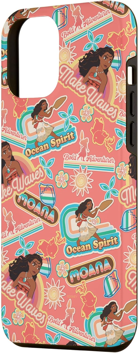 Funda de coral con estampado retro para iPhone 14 Plus Disney Princess Moana Make Waves
