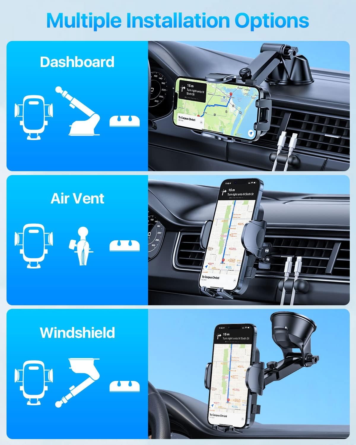 2024 Ultimate Car Phone Mount80+LBS Strongest Suction & Military-GradePatent & Safety Certs Cell Phone Holder Truck Stand for Dashboard Windshield