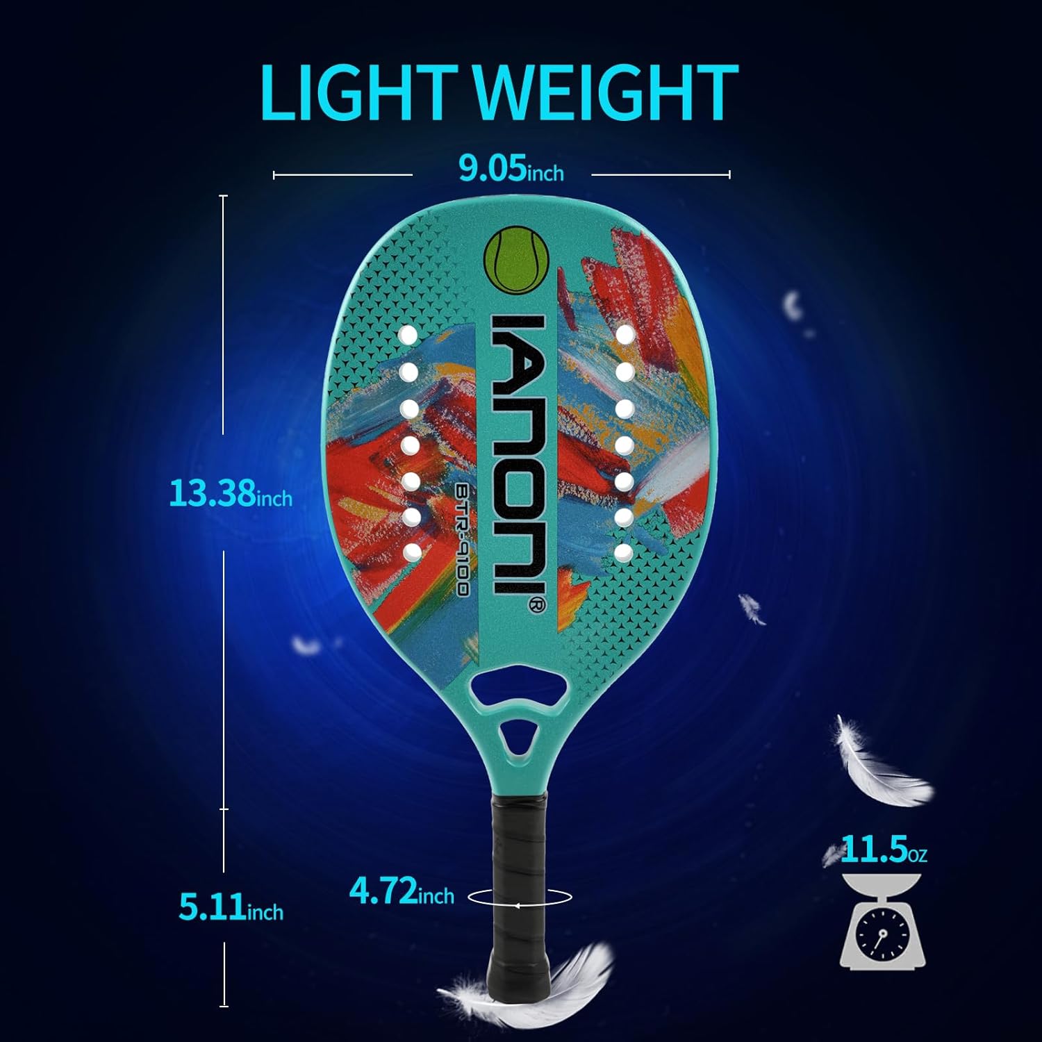 Pádel de tenis de playa Raqueta de tenis de playa Fibra de carbono con núcleo de espuma de memoria EVA Palas de tenis