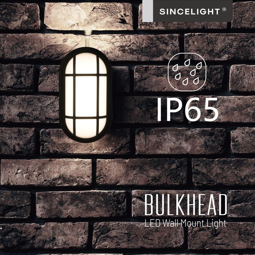 SINCELIGHT Lámpara LED ovalada para montaje en pared y techo, difusor de ópalo, impermeable IP65 para uso en interiores o exteriores, 15 W, blanco