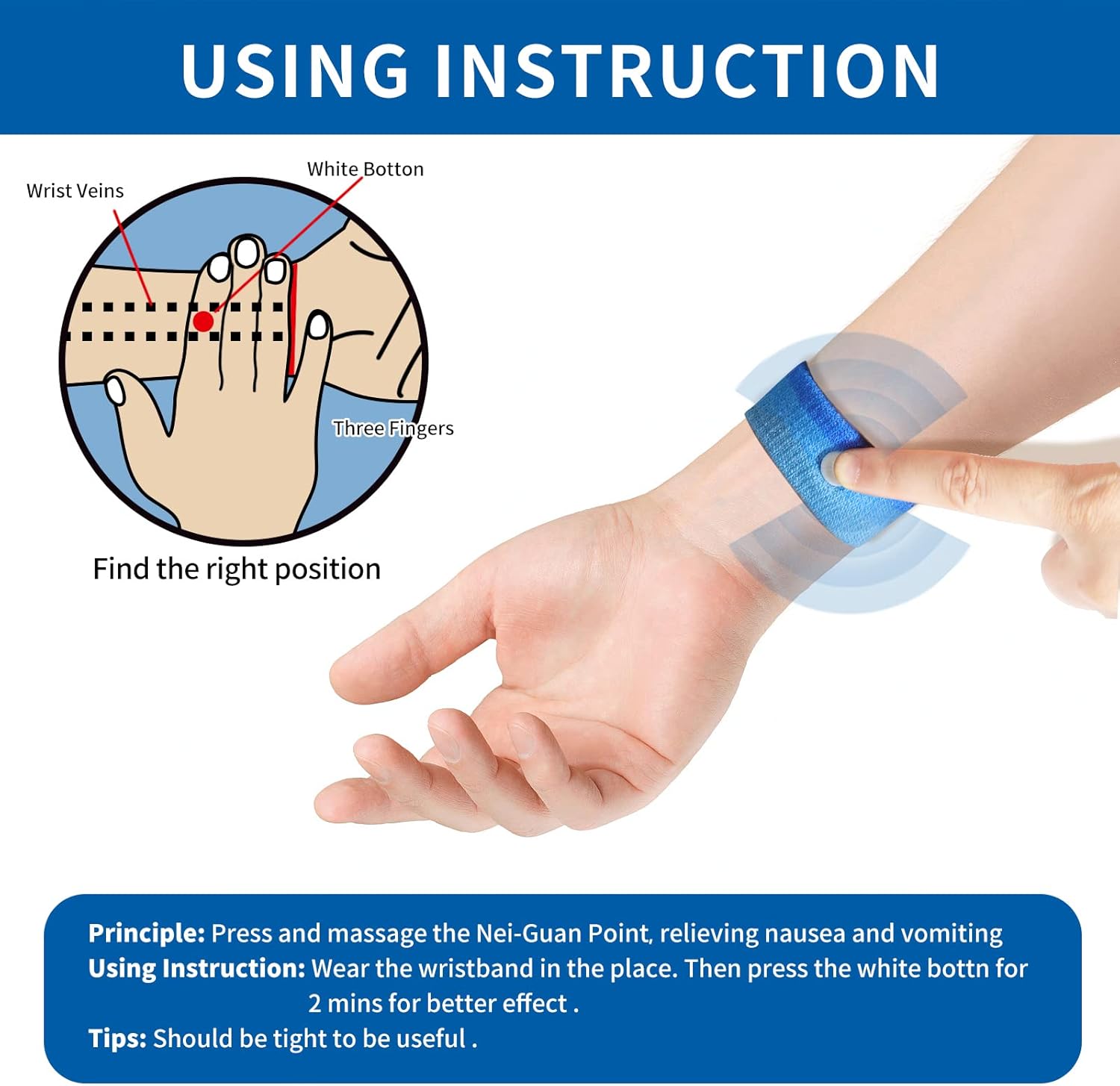Bandas de mareo por movimientopulsera de náuseas de acupresión para náuseas, pulseras de mareo para alivio natural de las náuseas matutinas, mareos,