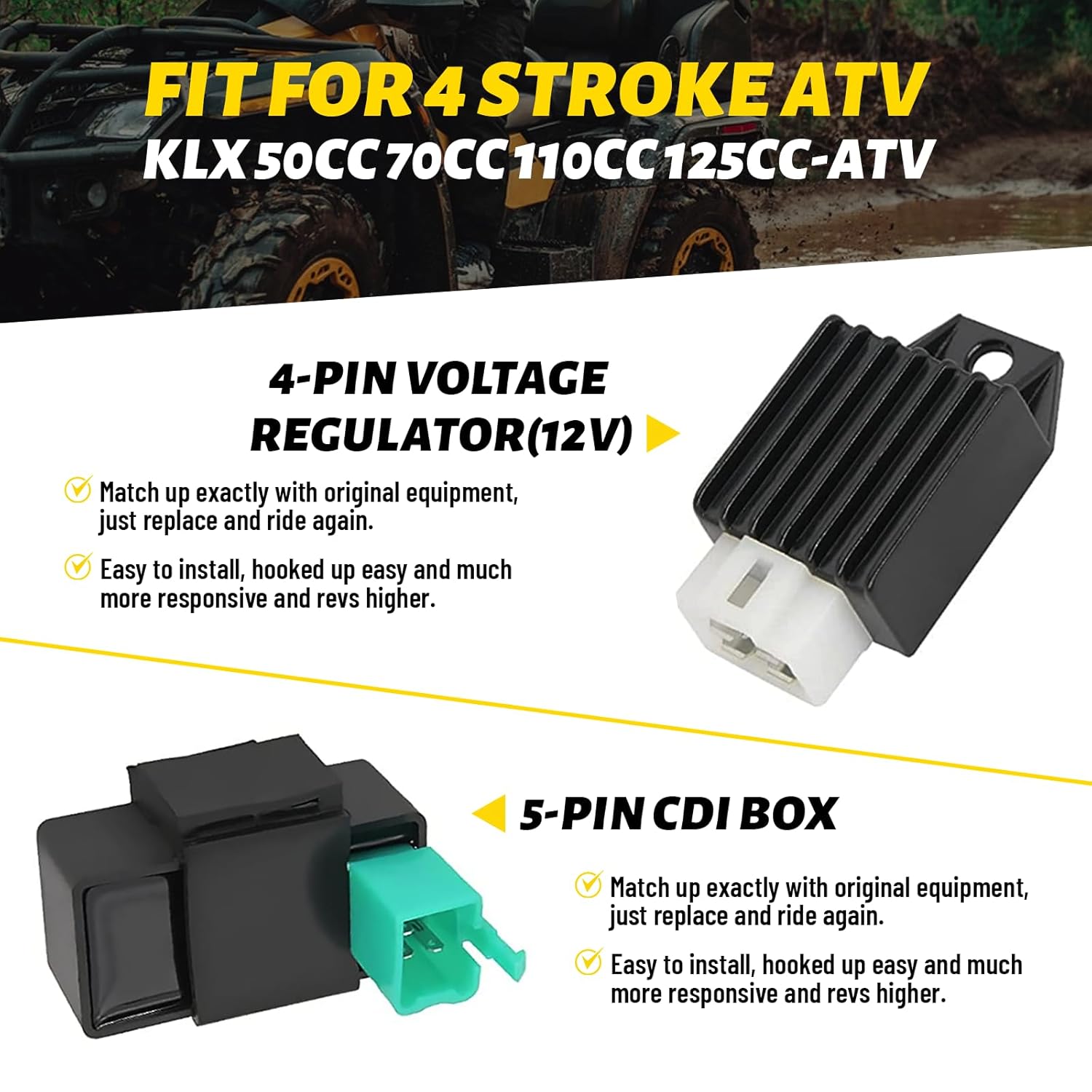 Kit completo de arnés de cableado CDI de bobina de estator de electricidad  Endxedo Kit completo de arnés de cableado para ATV KLX de 4 tiempos, 50