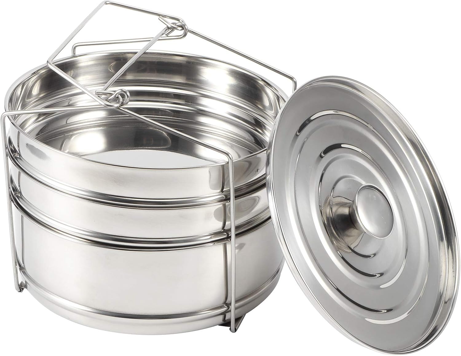 Olla de sopa multifunción, apilable, 3 niveles, de acero inoxidable, juego de ollas a presión para cocinar alimentos