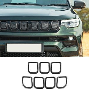 CheroCar para Jeep Compass Rejilla Insertos Cubierta de parrilla delantera Accesorios exteriores para Jeep Compass 2021-2023, fibra de carbono.. CheroCar para Jeep Compass Rejilla Insertos Cubierta de parrilla delantera Accesorios exteriores para Jeep Compass 2021-2023, fibra de carbono..