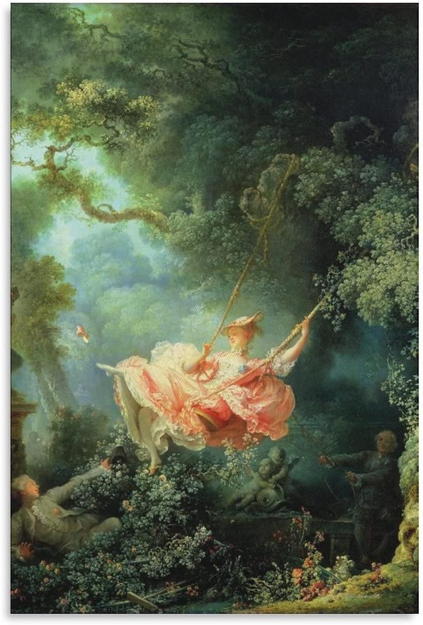 LEES TOSS Jean-Honoré Fragonard The Swing – Póster decorativo para pared de sala de estar, dormitorio, decoración estética, sin marco 12 x 18