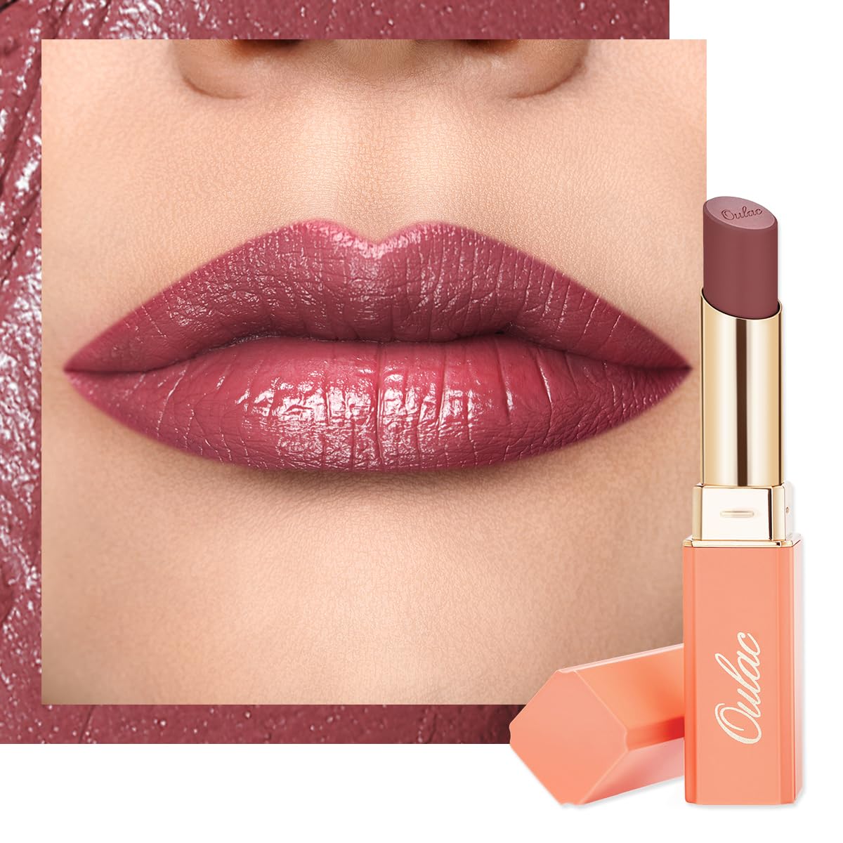 Oulac Lápiz labial crema para mujer, color ciruela de larga duración, color de labios de cobertura completa, hidratante, acabado satinado, cremoso,