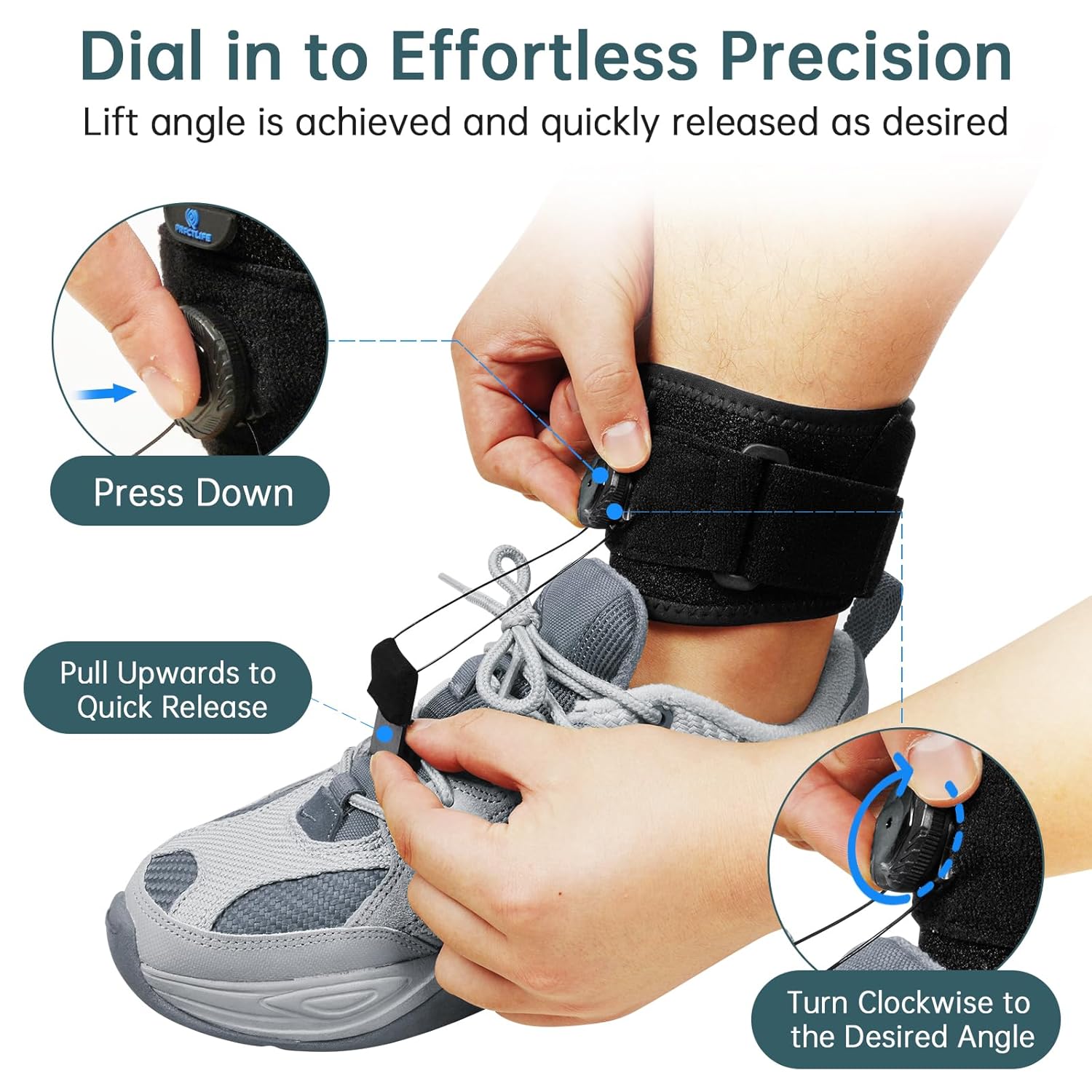 PRFCTLIFE AFO – Soporte de pie con asistencia de dorsiflexión de ajuste de carrete, soporte de pie para caminar con zapatos, soporte de tobillo para