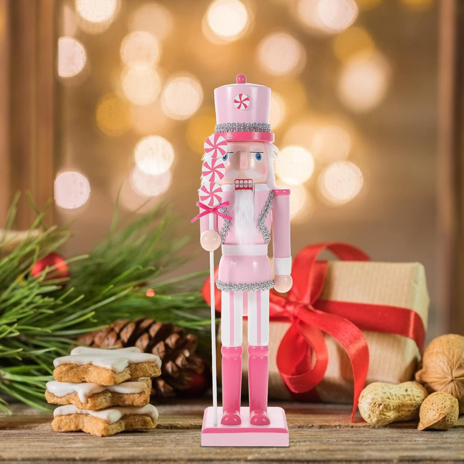 IMIKEYA Figuras de cascanueces de Navidad Cascanueces de madera de Navidad, juego de adornos de cascanueces de Navidad, decoraciones de Navidad,
