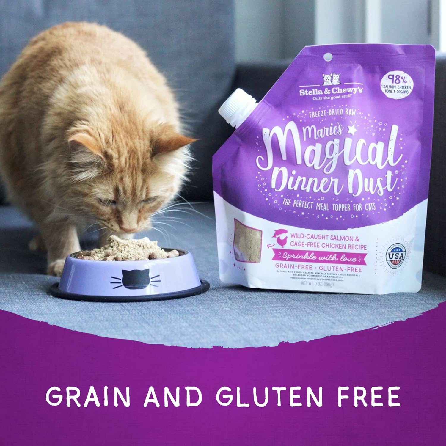 Stella & Chewy’s Polvo mágico liofilizado de Marie’s Raw Marie’s – Sin granos, rico en proteínas para gatos y gatitos – Receta de pollo sin jaula –