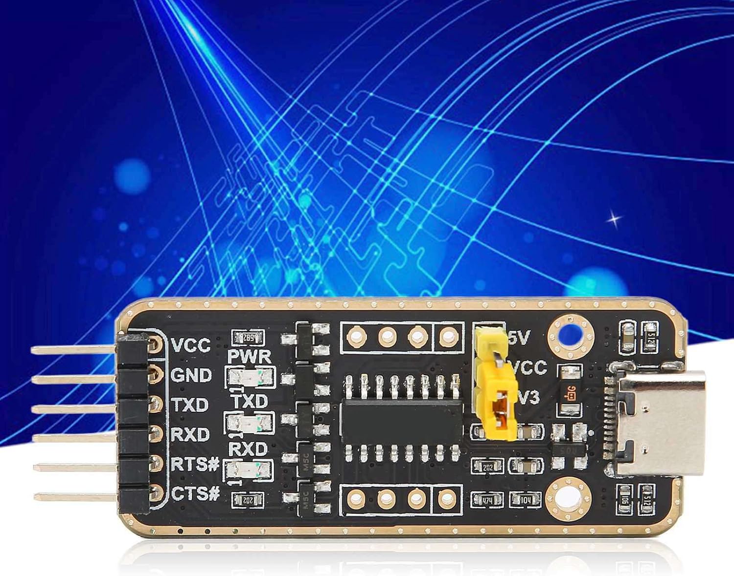 Zopsc Cable convertidor adaptador USB a UART TTL de interfaz tipo C para protección contra sobretensión de chip CH343G Módulo convertidor serie 6PN