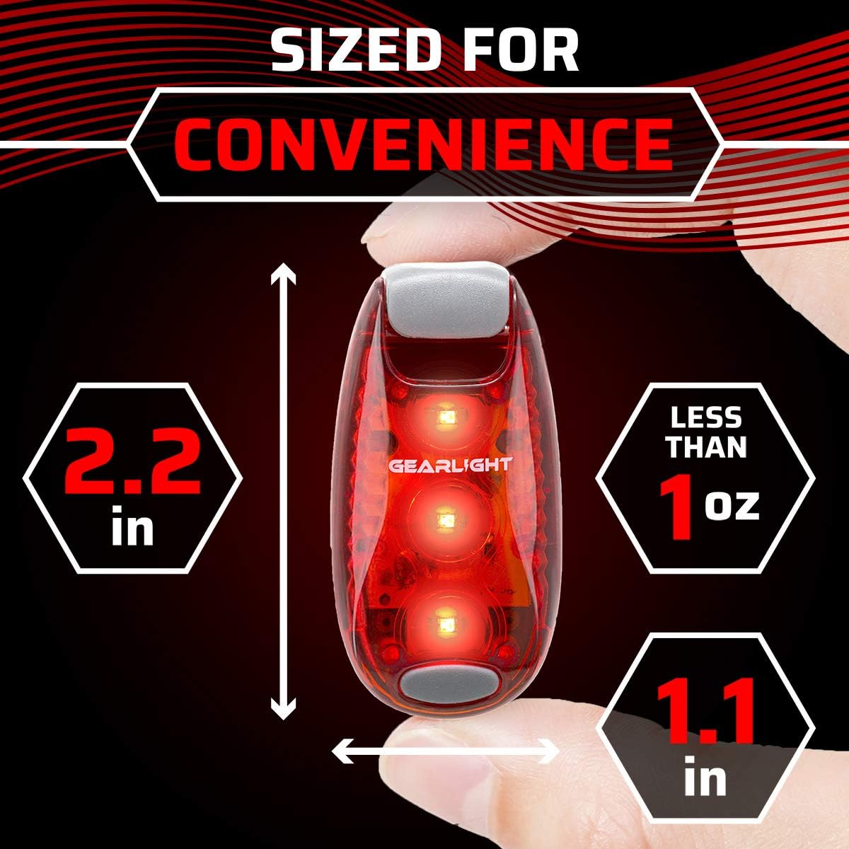 GearLight Luces LED de seguridad S1 (paquete de 4) para barco, kayak, bicicleta, collar de perro, cochecito, corredores y correr nocturno, con clip,