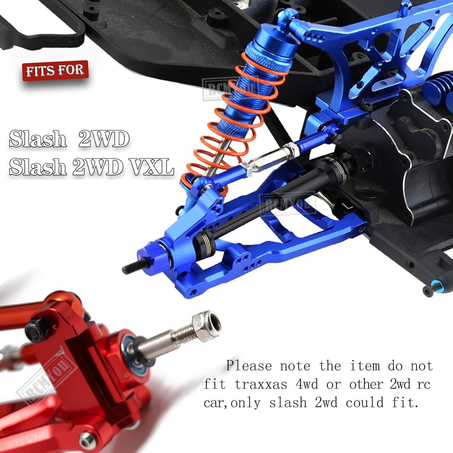 RC Upgrades Part para 110 Slash 2WD, eje de transmisión CVD, brazo de suspensión trasero delantero de aleación, bloque de rueda, bloques de