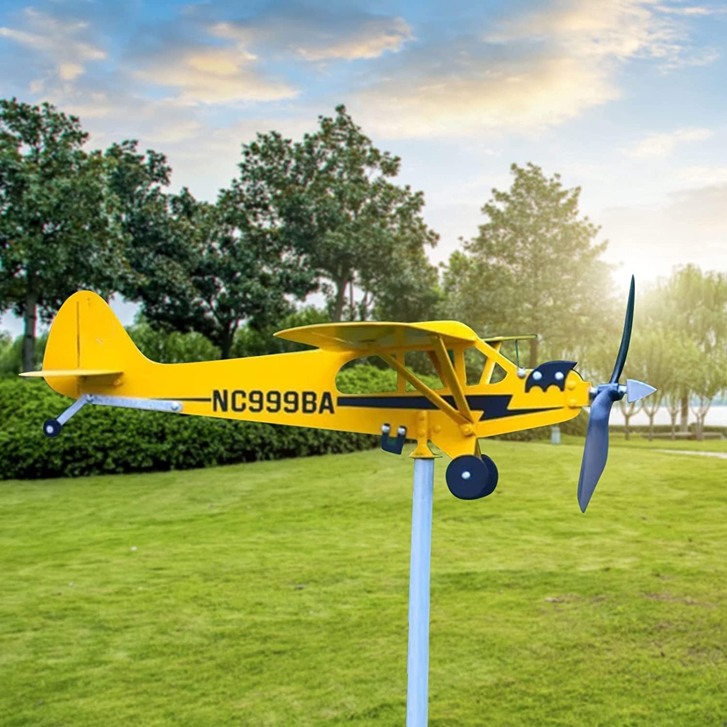 Piper J3 Cub Airplane Weathervane – Aeronave giratoria de metal para avión 2023, veleta de avión hecha a mano, molino de viento, decoración de