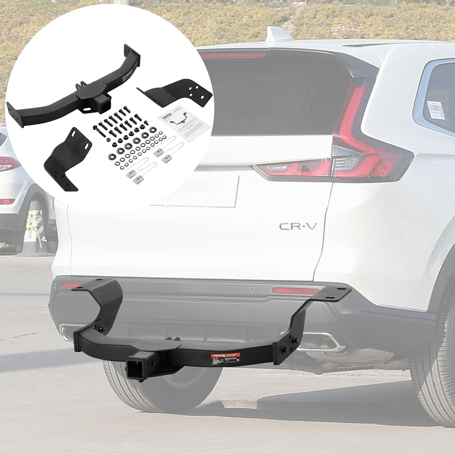 VEVOR Enganche de remolque clase 3, receptor de 2 pulgadas, marco de tubo de acero Q455B, compatible con Honda CR-V 2017-2023, 6000 libras, enganche