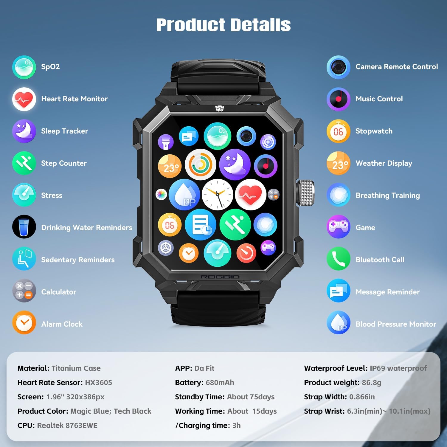 Alpha Gear – Relojes inteligentes militares para hombre, tácticos, resistentes al agua, 5 ATM, resistente al agua, duradero, rival, rastreador de