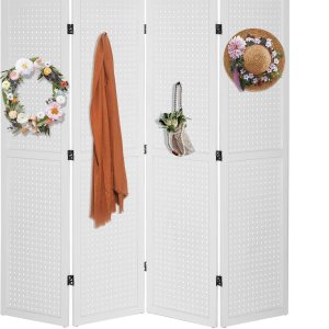 Bonnlo Tablero de clavijas de 4 paneles independiente, organizador portátil de 5 pies para exhibición de manualidades, divisor de habitación Bonnlo Tablero de clavijas de 4 paneles independiente, organizador portátil de 5 pies para exhibición de manualidades, divisor de habitación