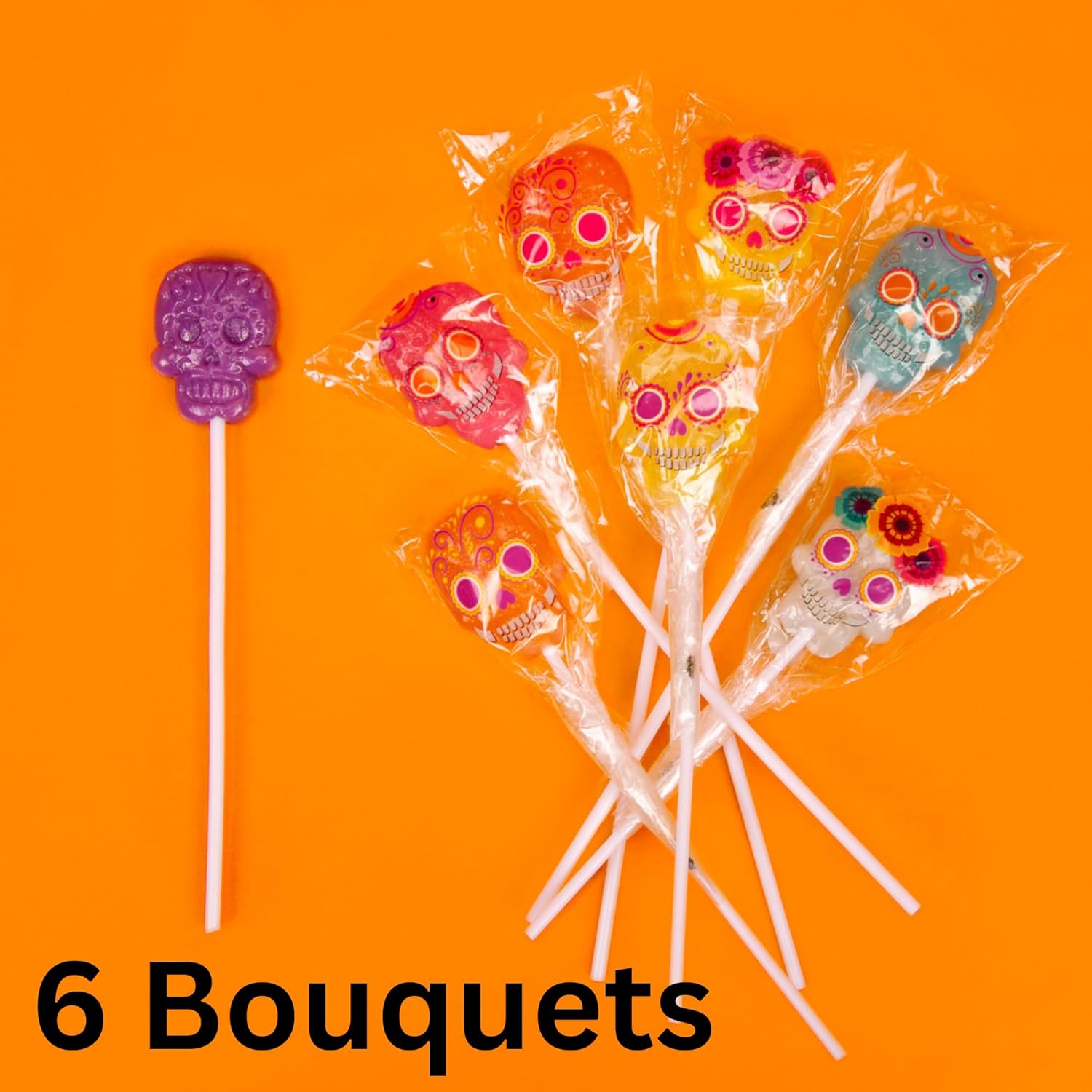 Ramo de paletas de Halloween, folletos espeluznantes de truco o trato y rellenos de bolsas de golosinas, envueltos individualmente, caja de 25