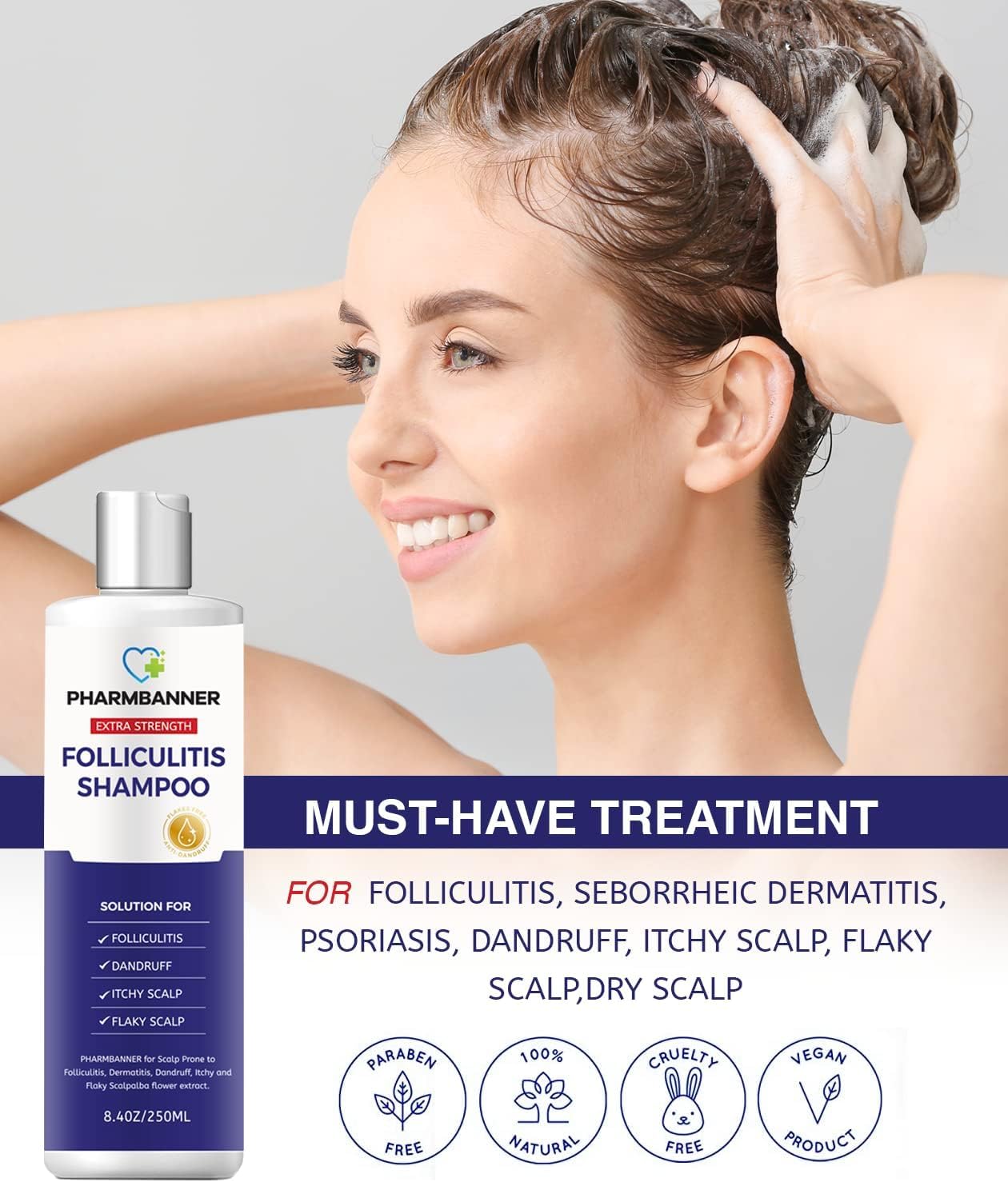 2 piezas de foliculitis, champú para dermatitis seborreica, champú anticaspaantifúngico, tratamiento de foliculitiscaspa, tratamiento de psoriasis