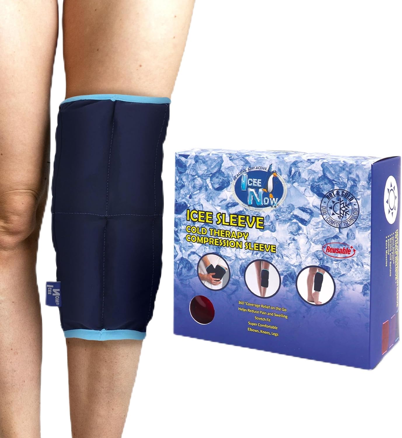 IceeNOW – Manga de hielo, envoltura de hielo para rodilla, manga de compresión de férula de espinilla, paquete de hielo para bíceps y pantorrillas,