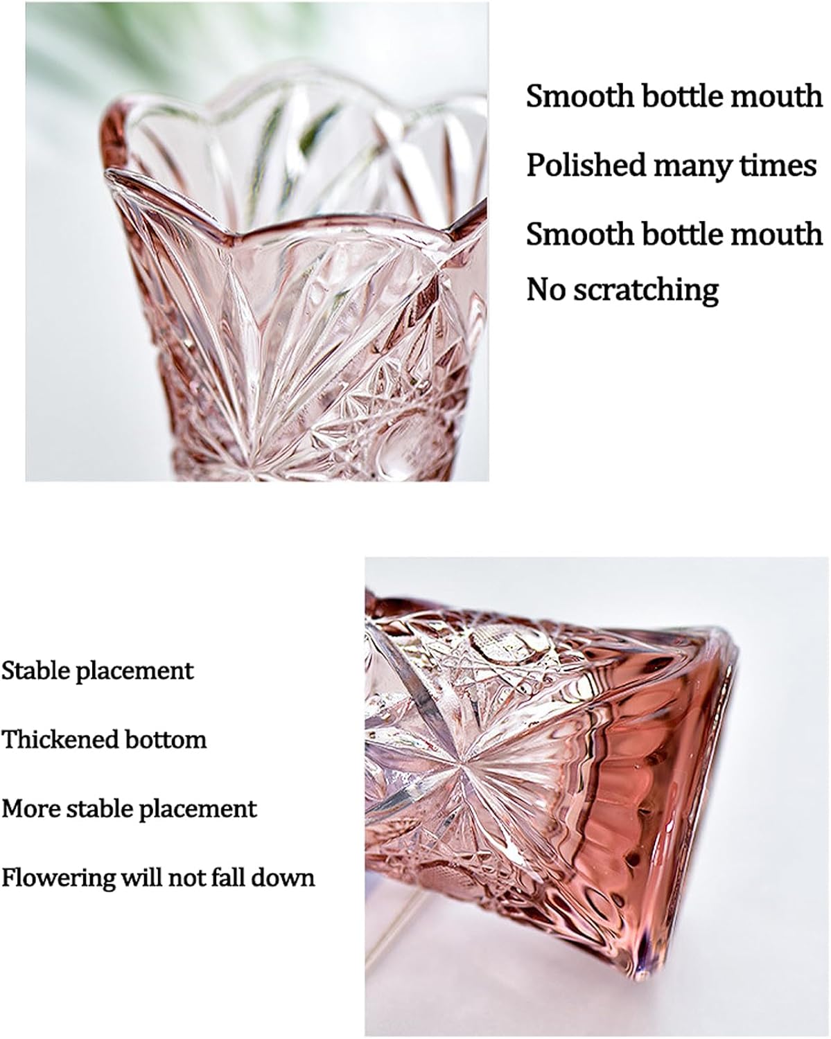 Florero de cristal transparente, diseño grueso para decoración del hogar, centros de mesa, boda, regalo de madres, 7.6 pulgadas de alto