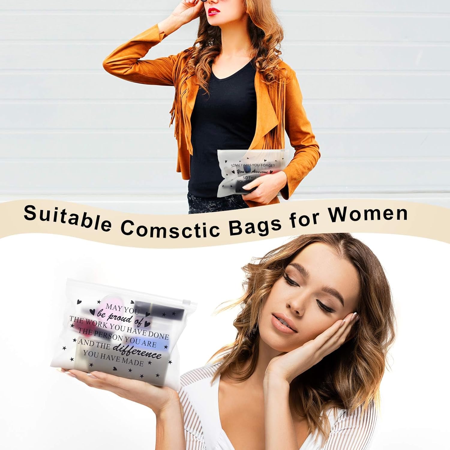 Sotiff 60 piezas de regalos inspiradores a granel para mujeres, bolsas de maquillaje inspiradoras de EVA, bolsas de cosméticos de tocador, regalos