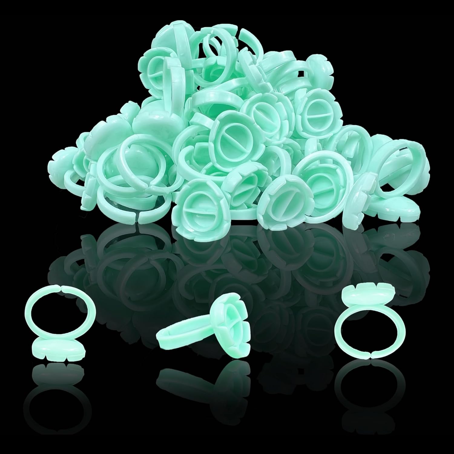 100 anillos de pegamento para extensiones de pestañas, suministros de extensiones de pestañas para abanicos de pestañas, ajustables, desechables y