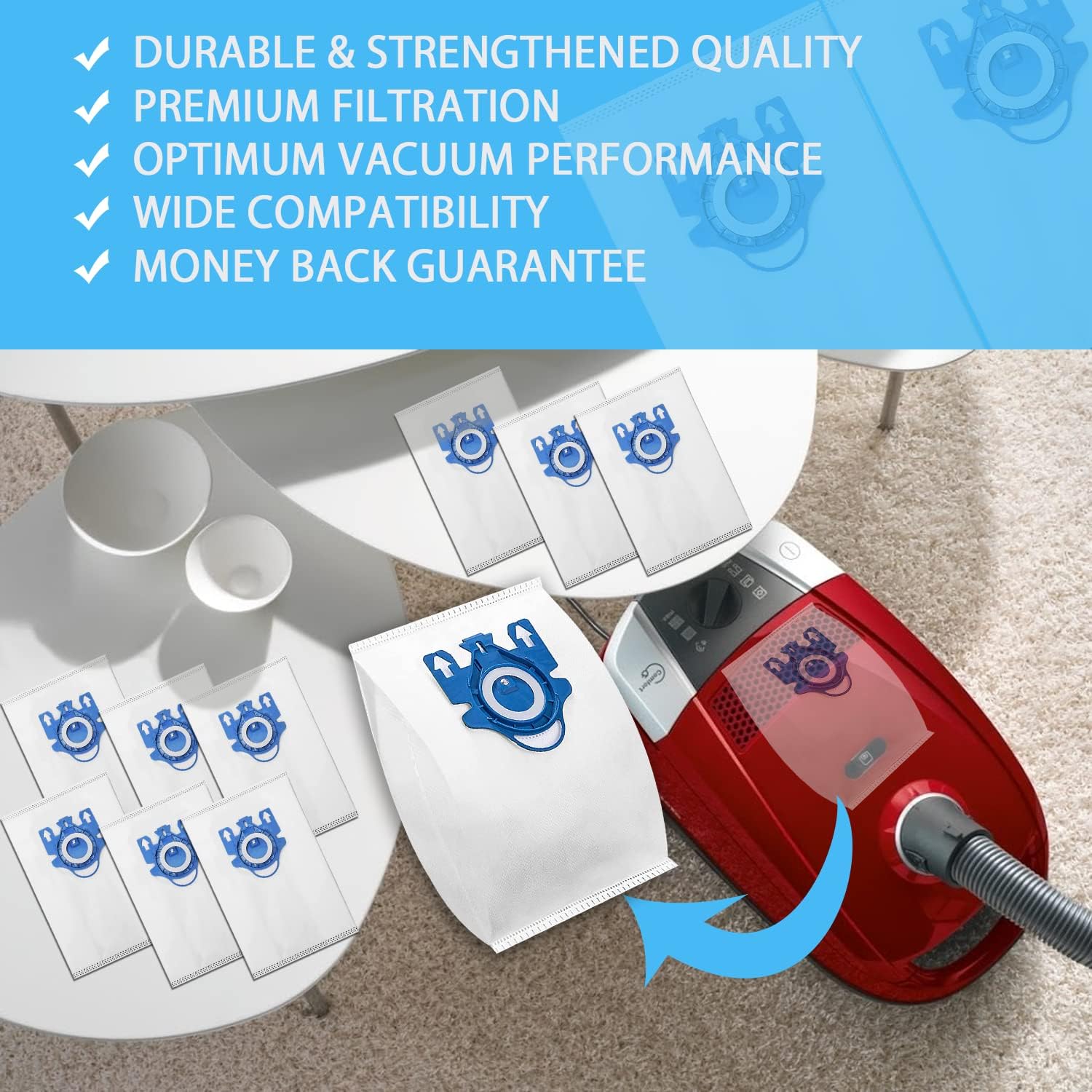 Paquete de 10 bolsas AirClean de eficiencia 3D de repuesto para aspiradora Miele GN Bolsa de polvo para aspiradora Classic C1 completa C1C2C3 S227