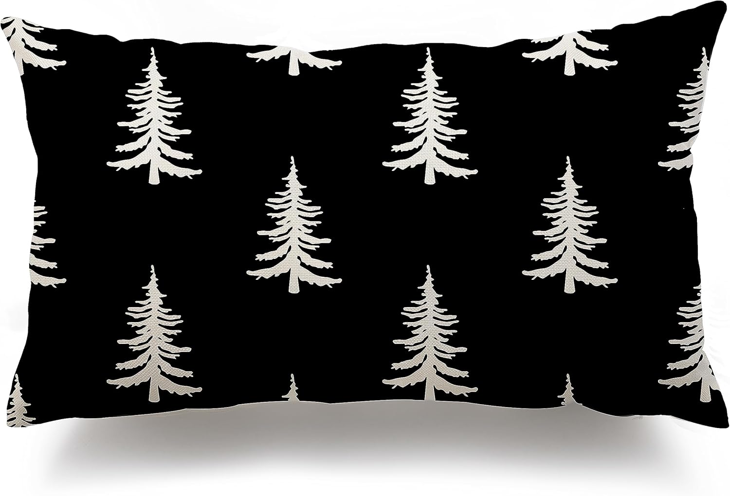 DFXSZ Fundas de almohada navideñas de 12 x 20 pulgadas, decoración de árbol de Navidad, color negro, decoración familiar de invierno para el sofá