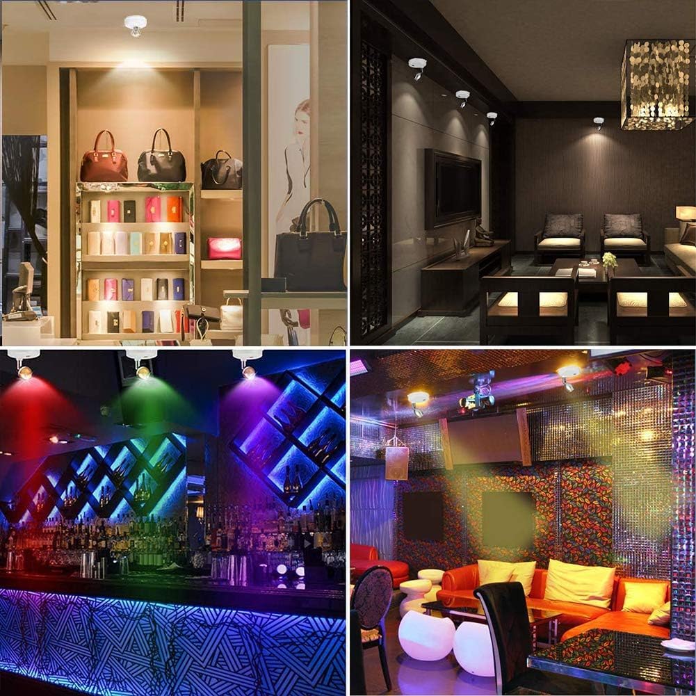Proyector LED inalámbrico RGB, luces de acento a pilas, luz de disco para interiores, luz vertical regulable con control remoto, blanco cálido de