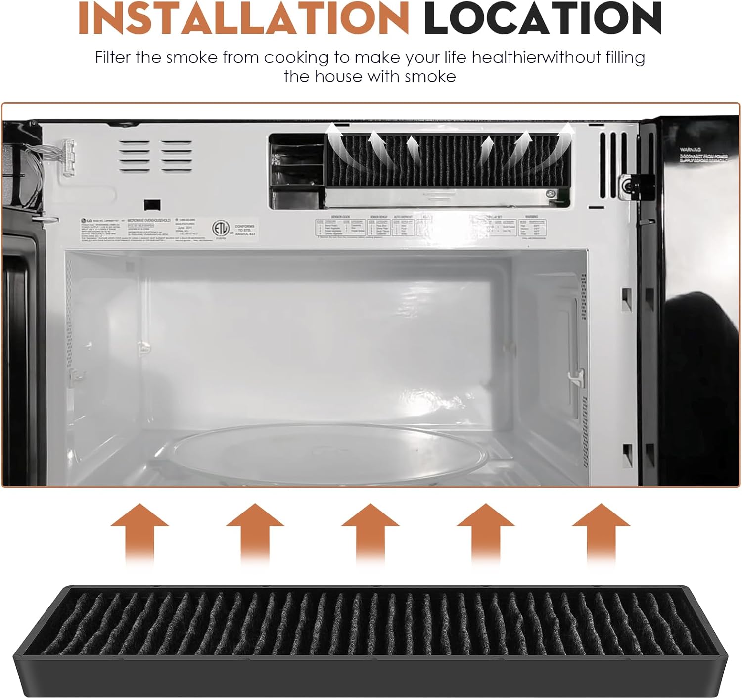 Filtro de carbón de repuesto para microondas LG LMV1650ST LMV1650SW LMV2031BD, LMV2031SB LMV2053SB LMV2053ST MV2047AQL MV2045ATS LG repuesto para