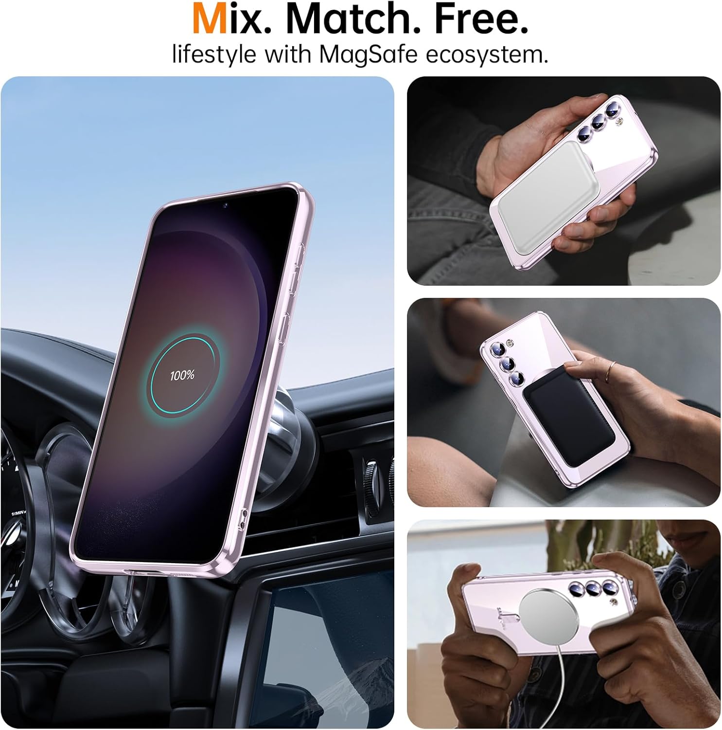Funda para Samsung Galaxy S23 Plus, protección completa de la cámara, compatible con MagSafe, magnética, metálica, brillante, delgada, transparente,