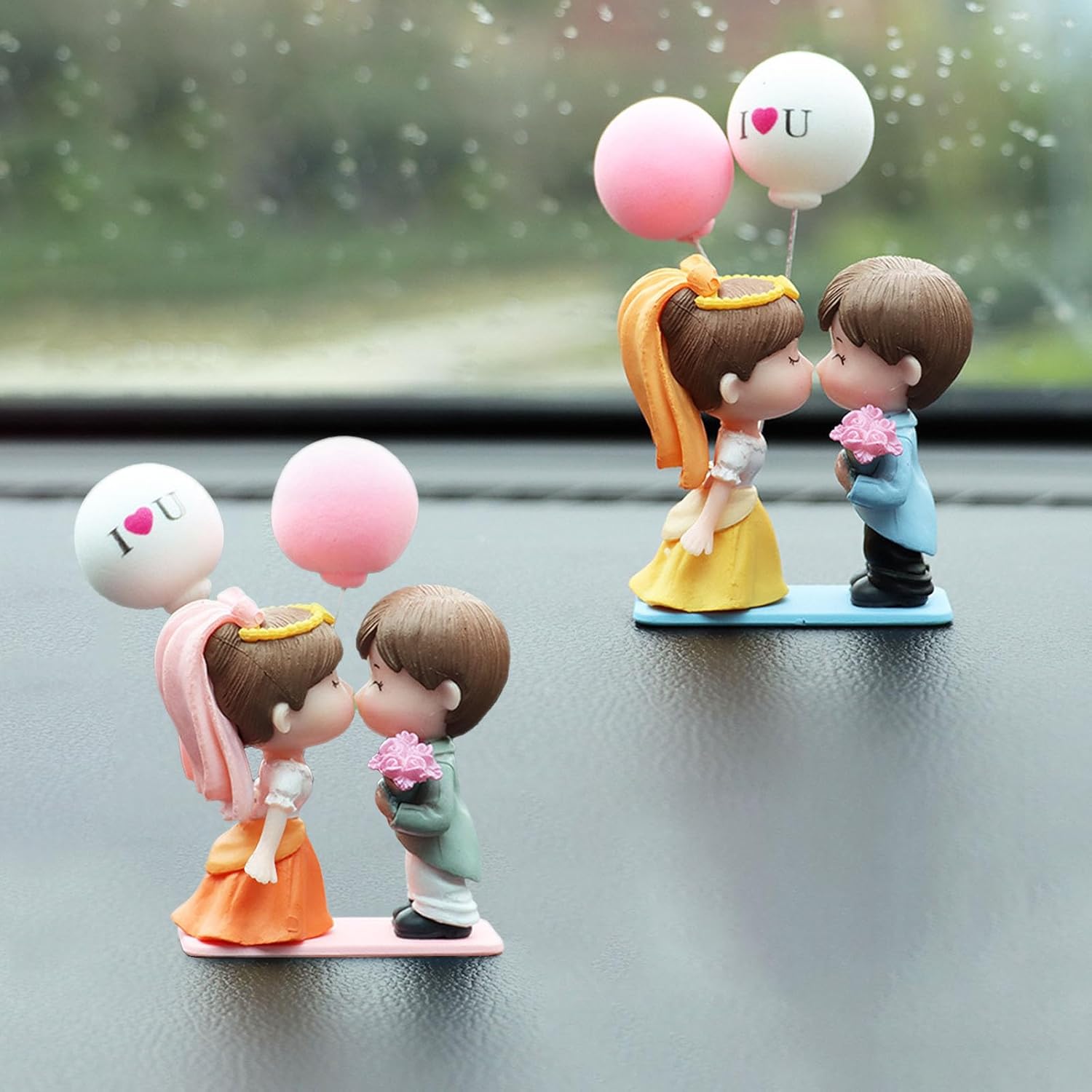 Decoración de automóvil con dibujos animados para parejas, lindos adornos para automóvil, encantadora decoración de coche para pareja, decoración de