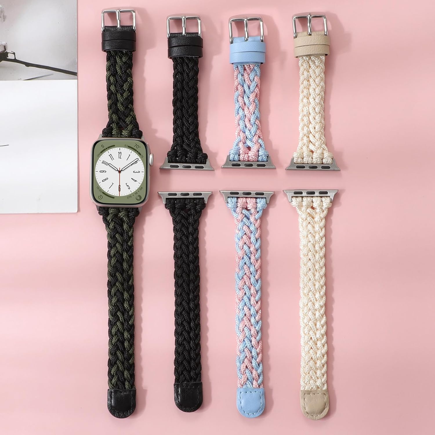 Correa deportiva trenzada de nailon compatible con correas de Apple Watch de 1.496 pulgadas, 1.575 pulgadas, 1.614 pulgadas, correa de repuesto