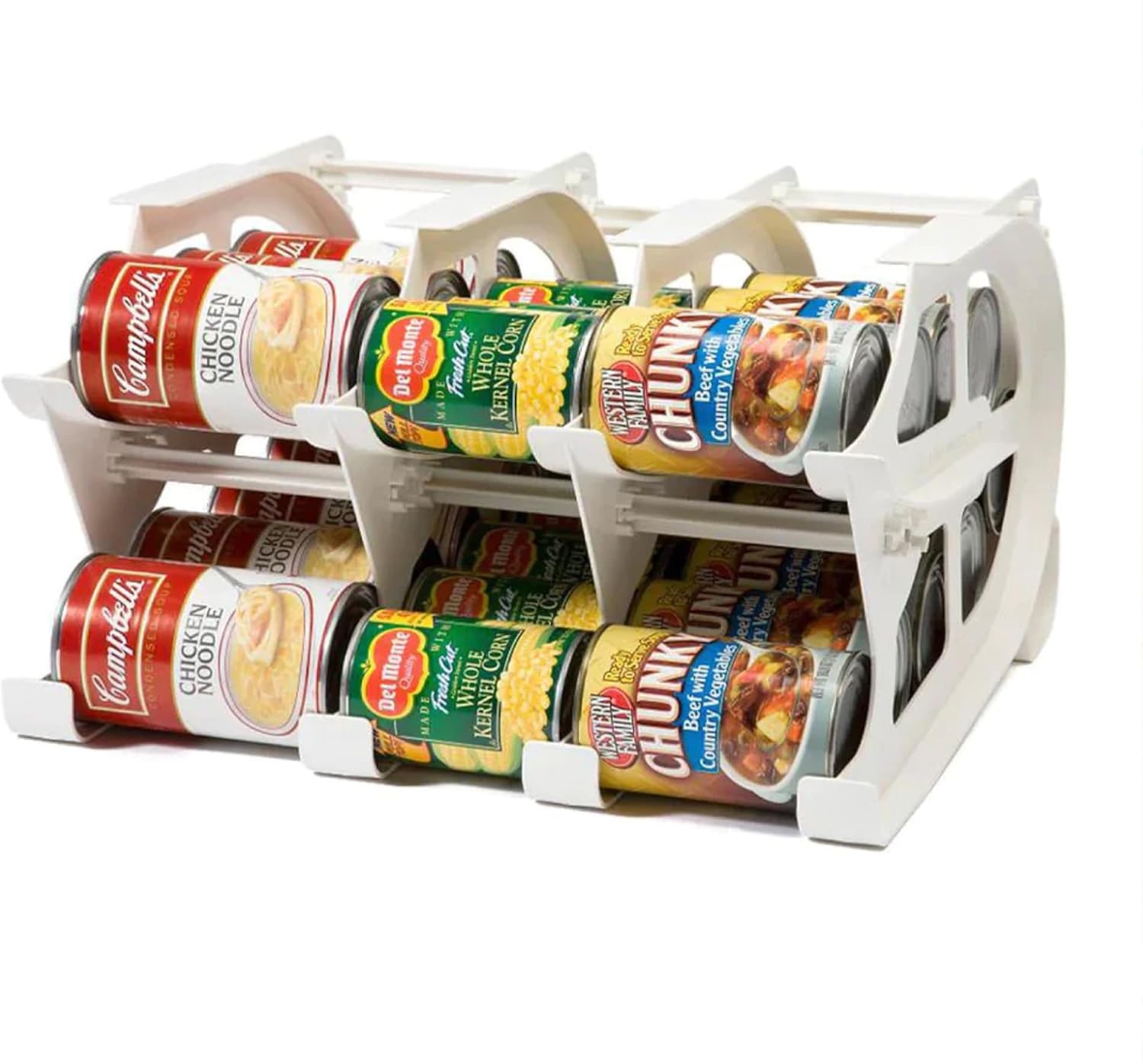 FIFO Mini rastreador de latas para encimera con capacidad para hasta 30 tamaños de latas estándar de 10 a 24 onzas para organización de despensa y