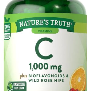 Vitamina C de 1000 mg  100 cápsulas  con rosa silvestre HIPS y bioflavonoides  Suplemento sin OMG y sin gluten  por Nature’s Truth Vitamina C de 1000 mg  100 cápsulas  con rosa silvestre HIPS y bioflavonoides  Suplemento sin OMG y sin gluten  por Nature’s Truth