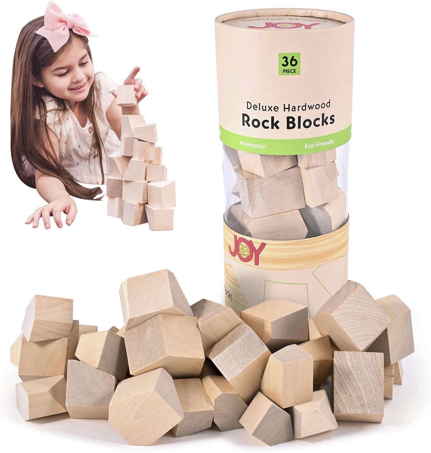 JOY2B Juguetes para niños pequeños, bloques apilables de madera, juguetes Montessori para niños y niñas, juguetes de madera para niños, juguetes