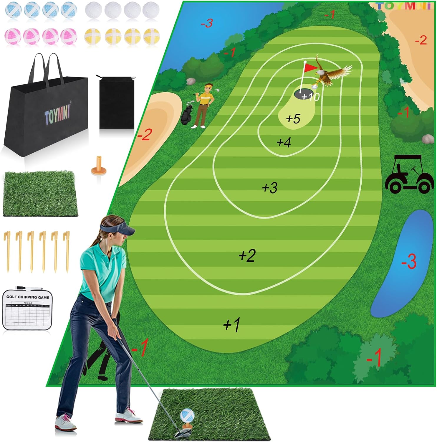 Alfombrilla de juego de astillado de golf, tapetes de práctica de golf para interiores y exteriores, juegos para adultos y familia, juego de golf