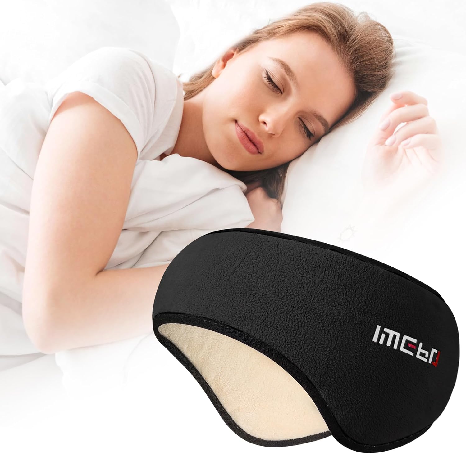 Máscara para dormir, antifaz para dormir con la cabeza, ajustable, orejeras para dormir, calentadores de oídos para hombres y mujeres, 2 en 1