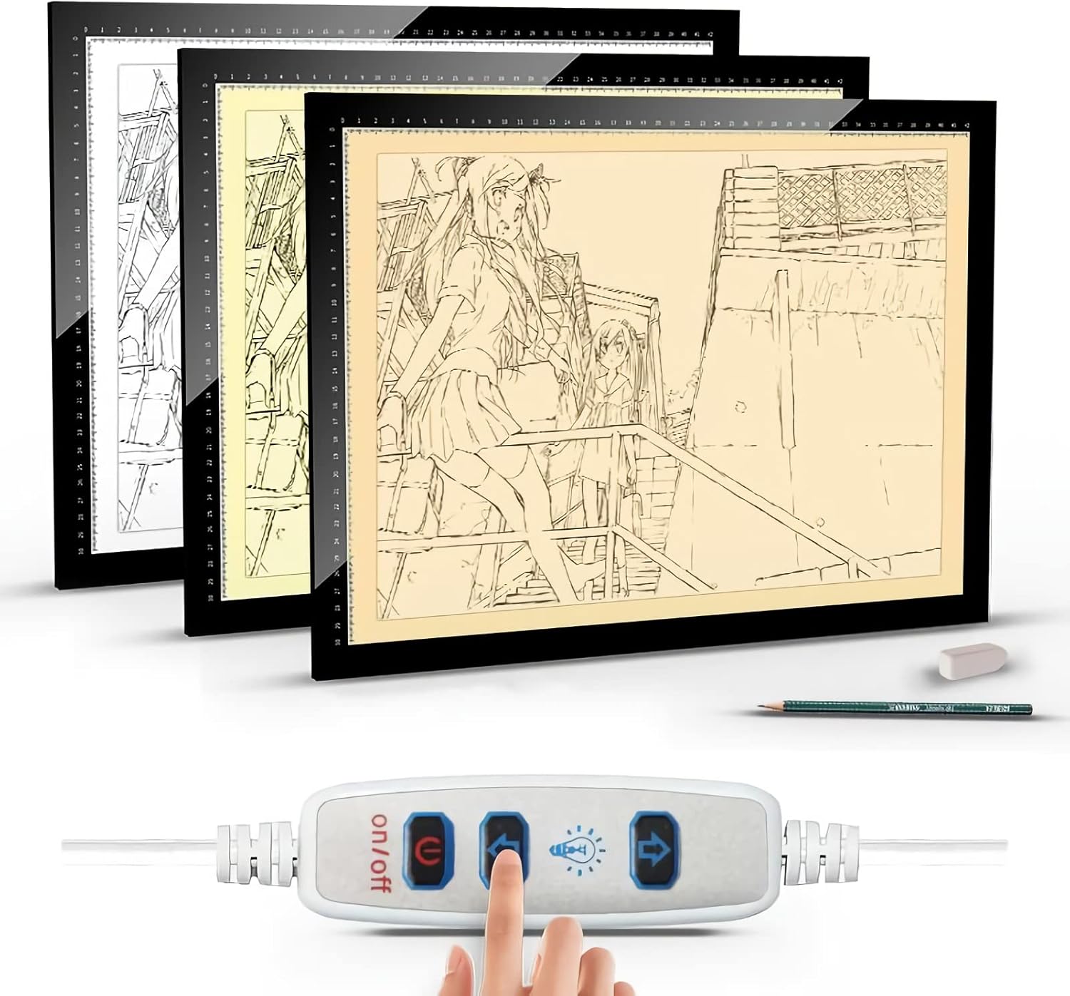 Woeunse Caja de luz LED, almohadilla de luz de trazado de gran tamaño, tablero de luz LED ultrafino, brillo continuo y diseño sin parpadeos,