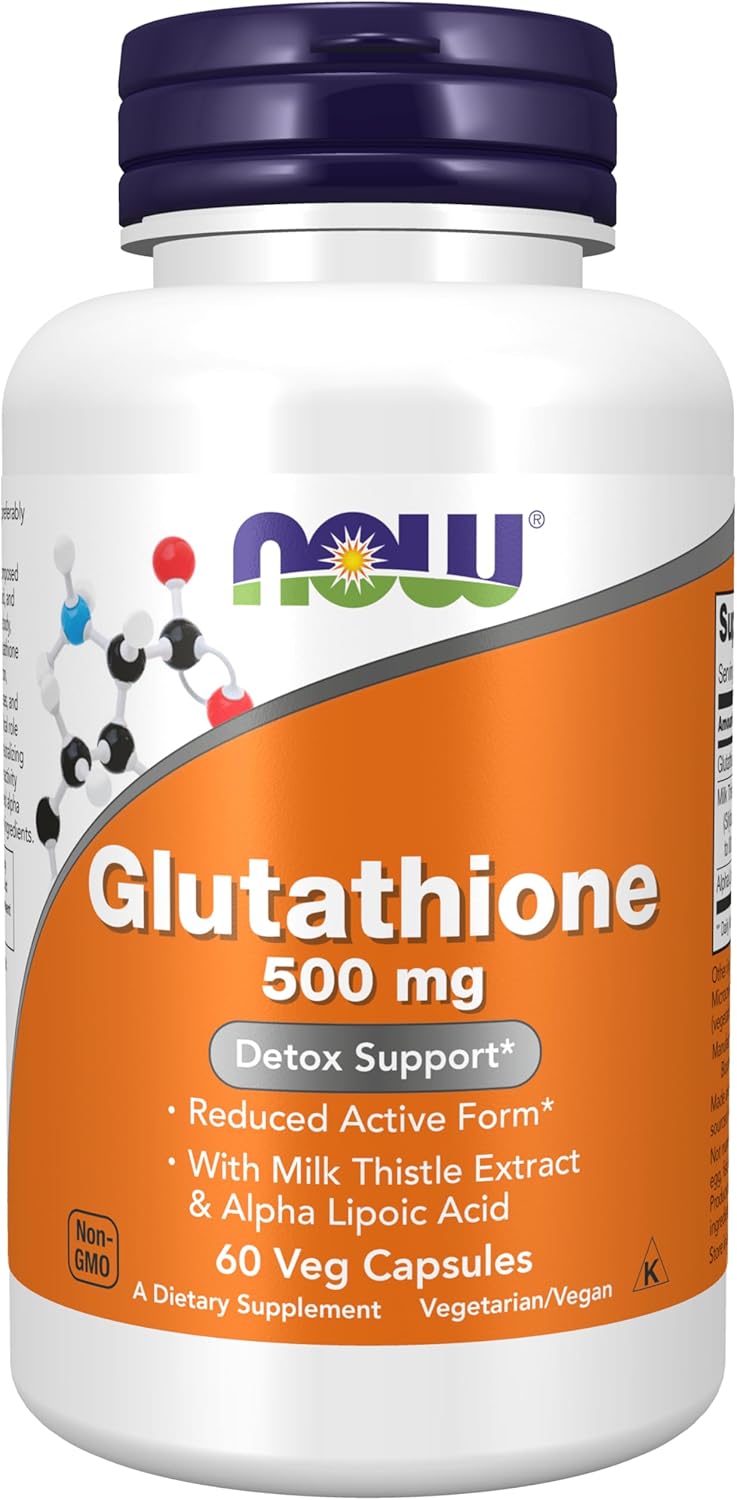 NOW Suplementos, glutatión 500 mg, con extracto de cardo mariano y ácido alfa lipoico, neutralizador de radicales libres*, 60 cápsulas y suplementos