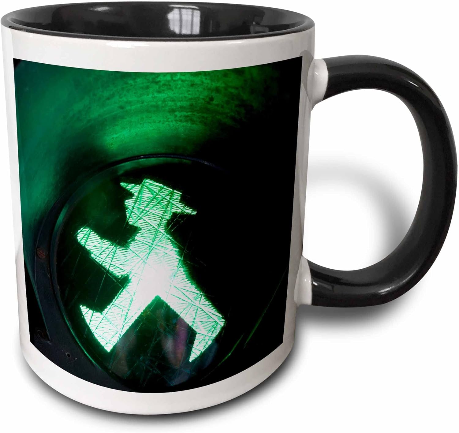 3dRose mug_188161_4 Alemania, Berlin Alexanderplatz DDR Museum Ampelmann – Taza negra de dos tonos, 11 onzas, negroblanco