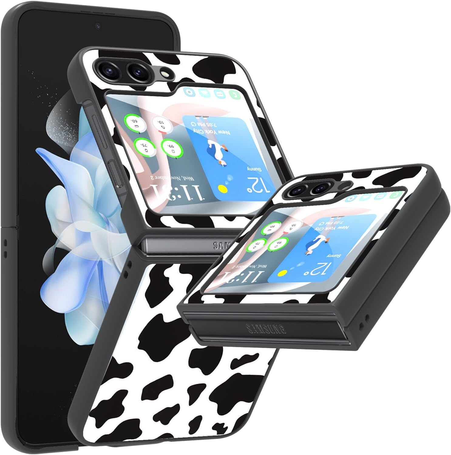 KANGHAR Funda para Samsung Galaxy Z Flip 5, con borde antideslizante, bonito patrón de fresa, delgada, antiarañazos, a prueba de golpes, protección