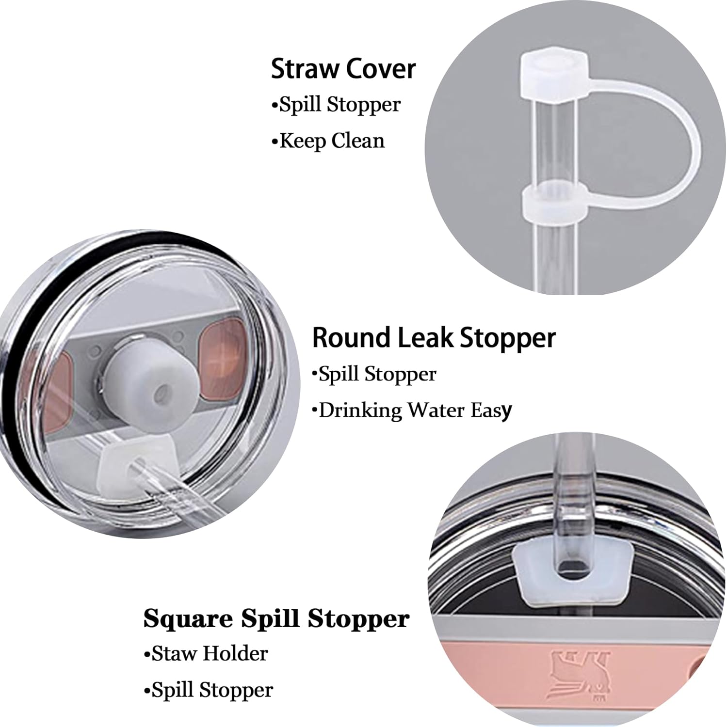 6 tapones de silicona a prueba de derrames para Stanley Cup2.0 de 30 onzas y 40 onzas, accesorios reutilizables para vasos de viaje (tapa de