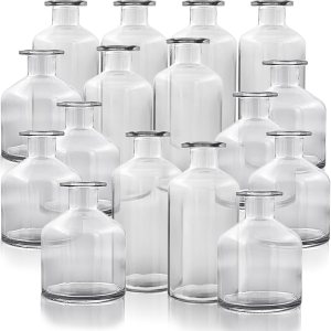 Jarrones transparentes de 16 piezas, mini jarrones de flores, botellas de vidrio decorativas, centro de mesa para recepción de boda, botellas Jarrones transparentes de 16 piezas, mini jarrones de flores, botellas de vidrio decorativas, centro de mesa para recepción de boda, botellas