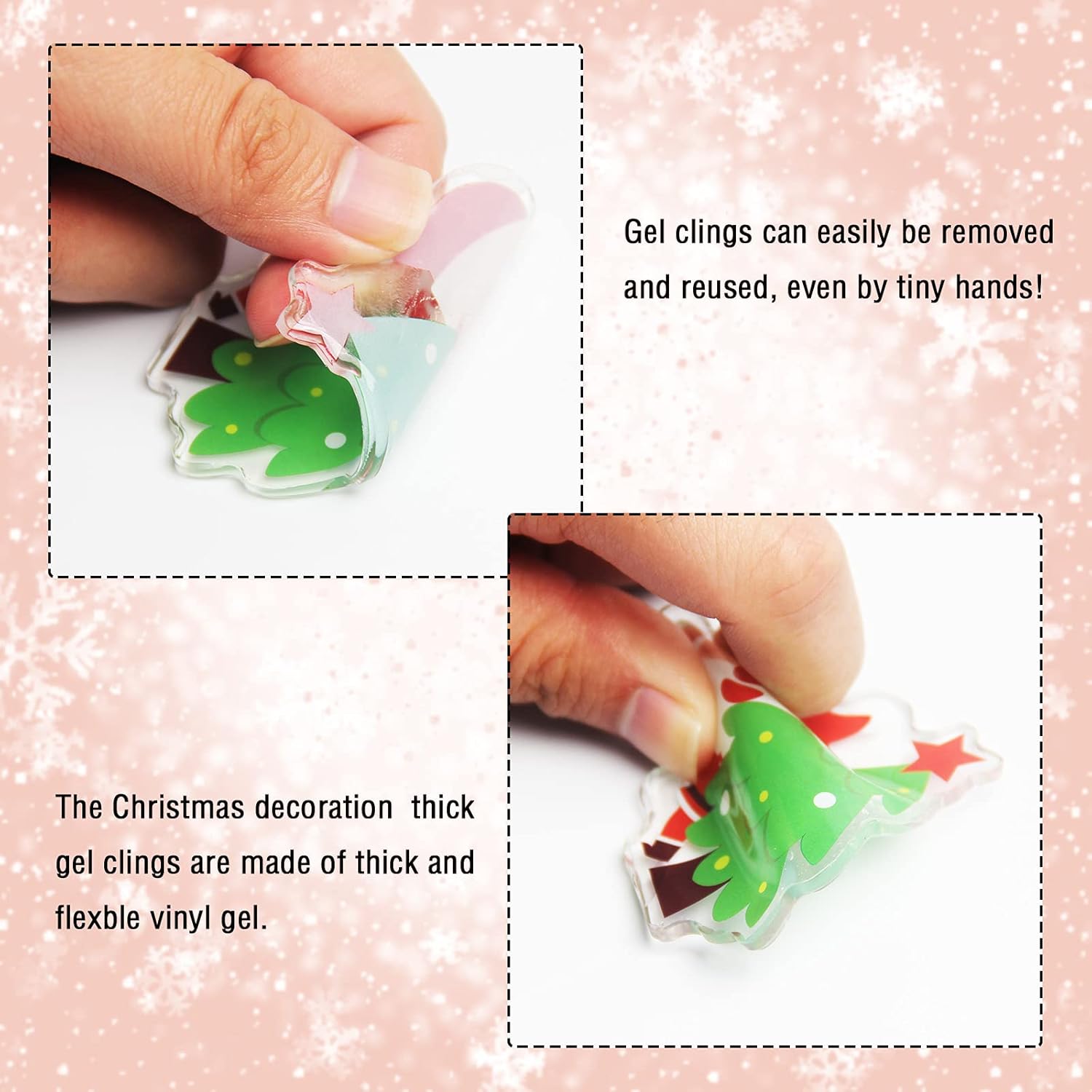 40 calcomanías de gel grueso de Navidad para invierno, Navidad, para niños, niños pequeños y adultos, hogar, avión, aula, guardería, suministros de