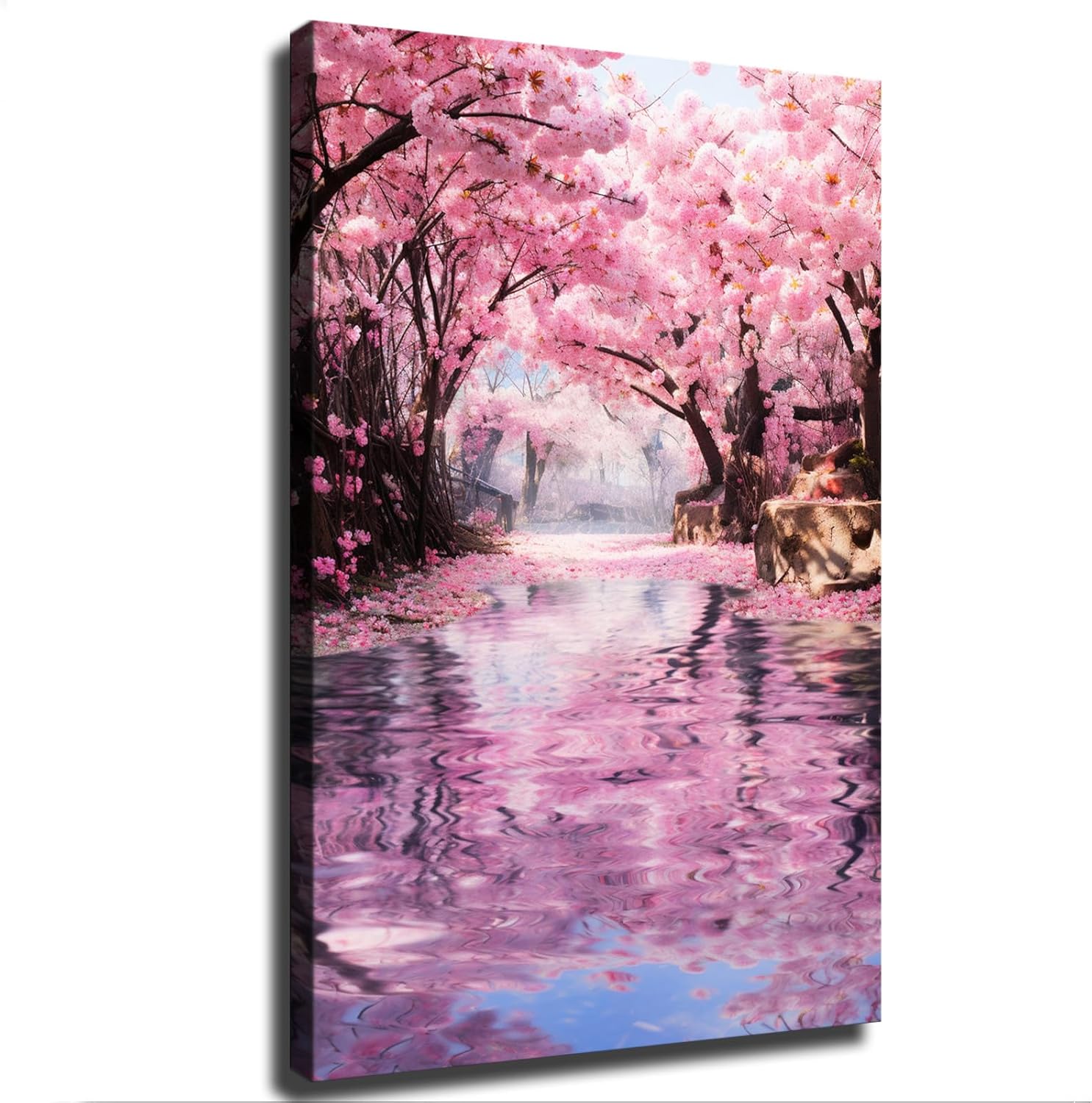 ELdtec Póster de flores de cerezo, lienzo para pared, decoración de sala de estar, dormitorio, pintura al óleo moderna (sin marco, 16 x 24 pulgadas)