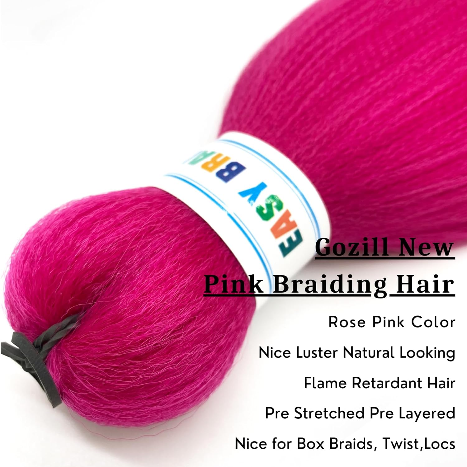 Cabello trenzado rosa preestirado de caja larga de 30 pulgadas, cabello trenzado preestirado (paquete de 2)