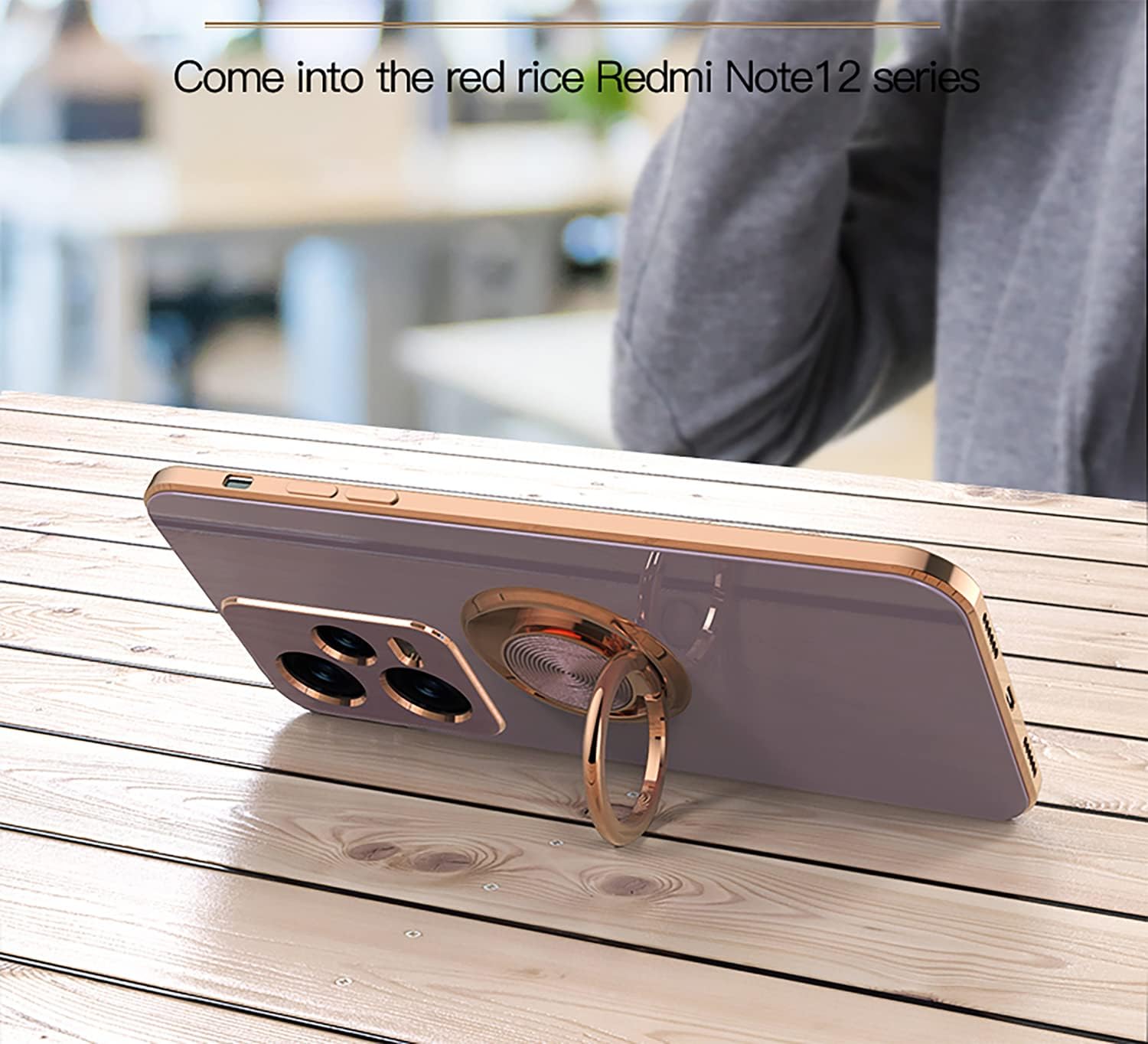 Redmi Note 12 Pro Funda con soporte de 360  Soporte magnético para automóvil tecnología de galvanoplastia Funda de protección delgada compatible con