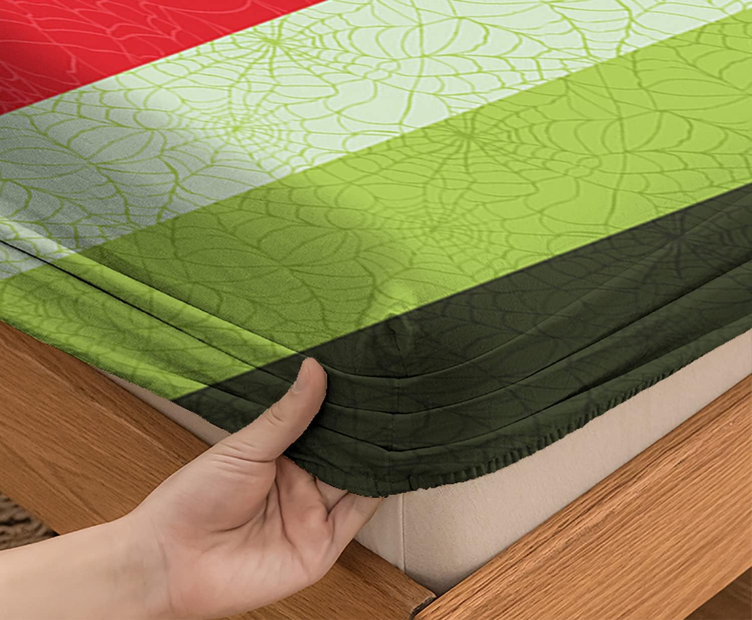 Nature Theme – Sábana bajera ajustable de tamaño individualindividual XL, patrón de macro fruta de sandía, juego de ropa de cama de 2 piezas con