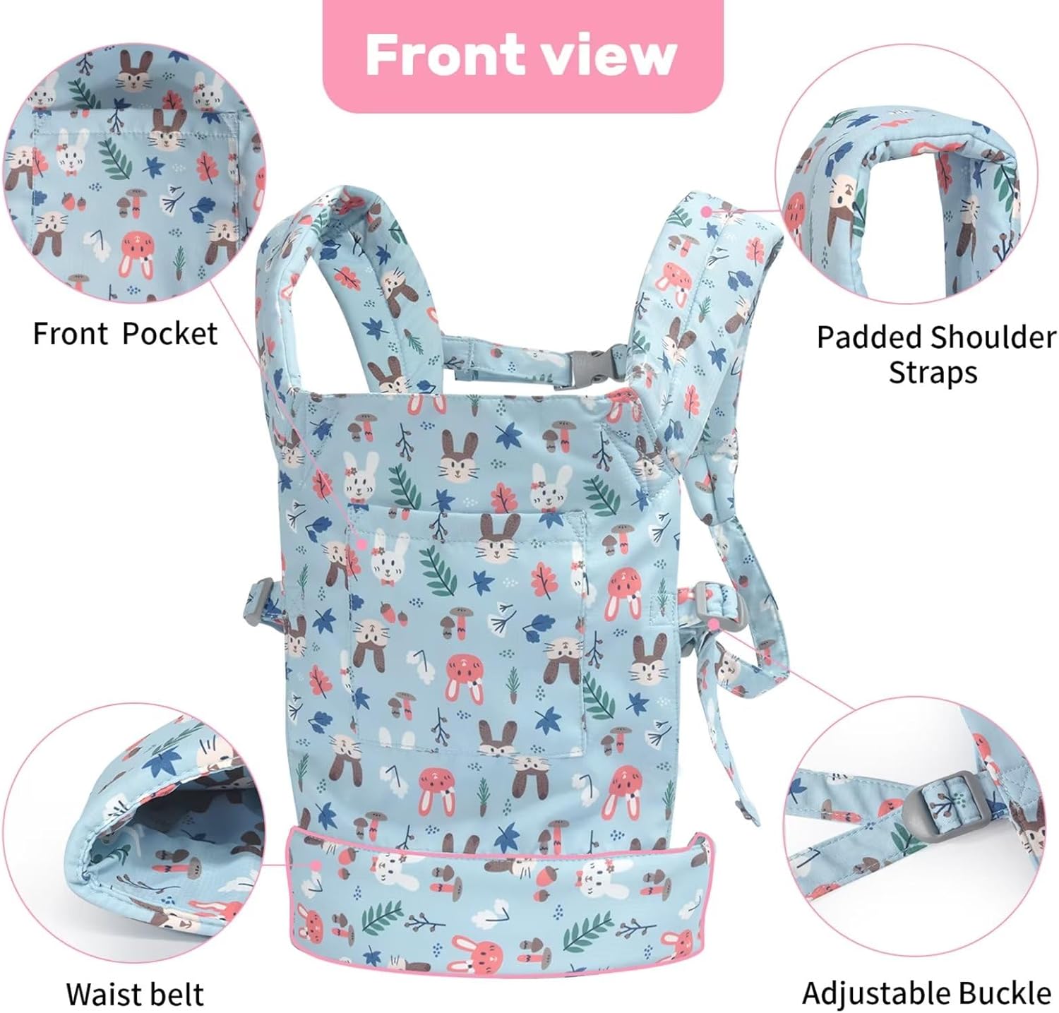 Nandiska Portabebés para bebé niña, correas suaves y correas agradables a la piel, transportador de animales de peluche para niños y niños pequeños